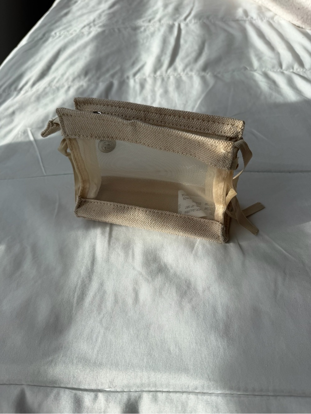 The Body Shop Beige Mesh Zip Cosmetic Pouch